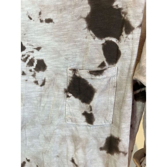 Vince Tie Dye T-Shirt Brown 3/4 Sleeve Chest Pocket Pullover Tee Size XS - Picture 4 of 6